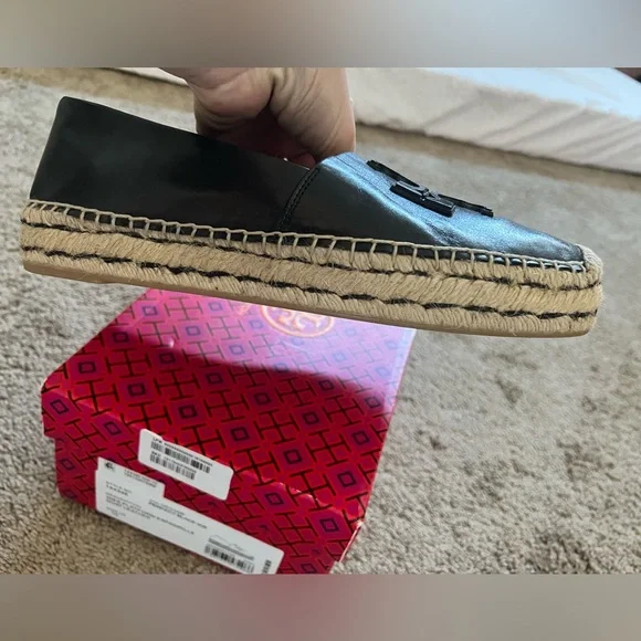 Tory Burch Black Leather Espadrilles - Picture 4 of 6